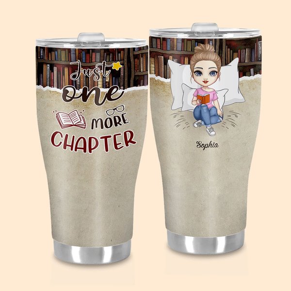Vaso Curvo Personalizado Just One More Chapter 30oz Regalo de Navidad Amistad para Mujeres Lectoras de Libros