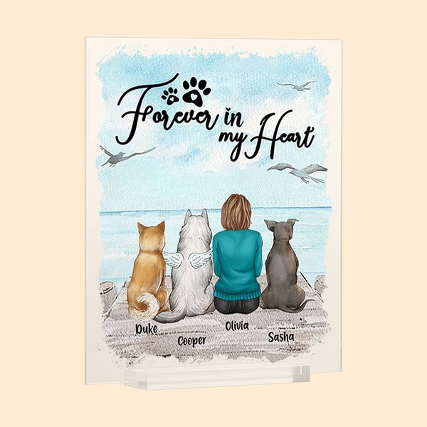 Personalised Forever In My Heart Acrylic Plaque Home Decoration Birthday Memorial Gift for Dog Owner Lover