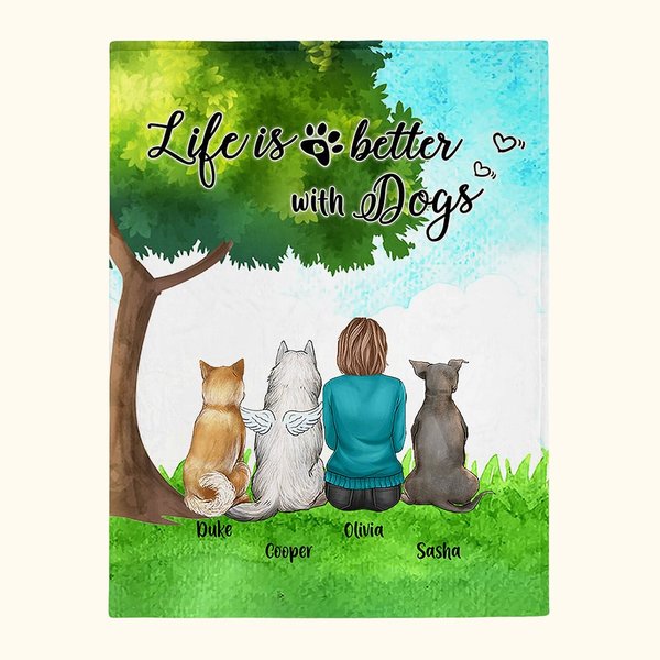 Couverture personnalisée Life Is Better With Dogs Cadeau d'anniversaire et de commémoration pour les amoureux des chiens