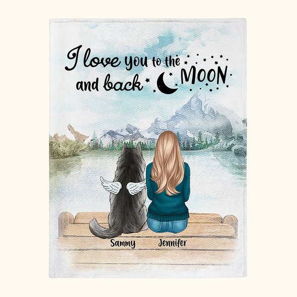 Couverture personnalisée I Love You To The Moon And Back Cadeau d'anniversaire de Noël pour les amoureux des chiens