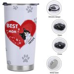 Gepersonaliseerde Beste Moeder Hart Huisdier Paw Print 20oz Tumbler Naam Tumbler met Deksel Verjaardagscadeau voor Pet Lover