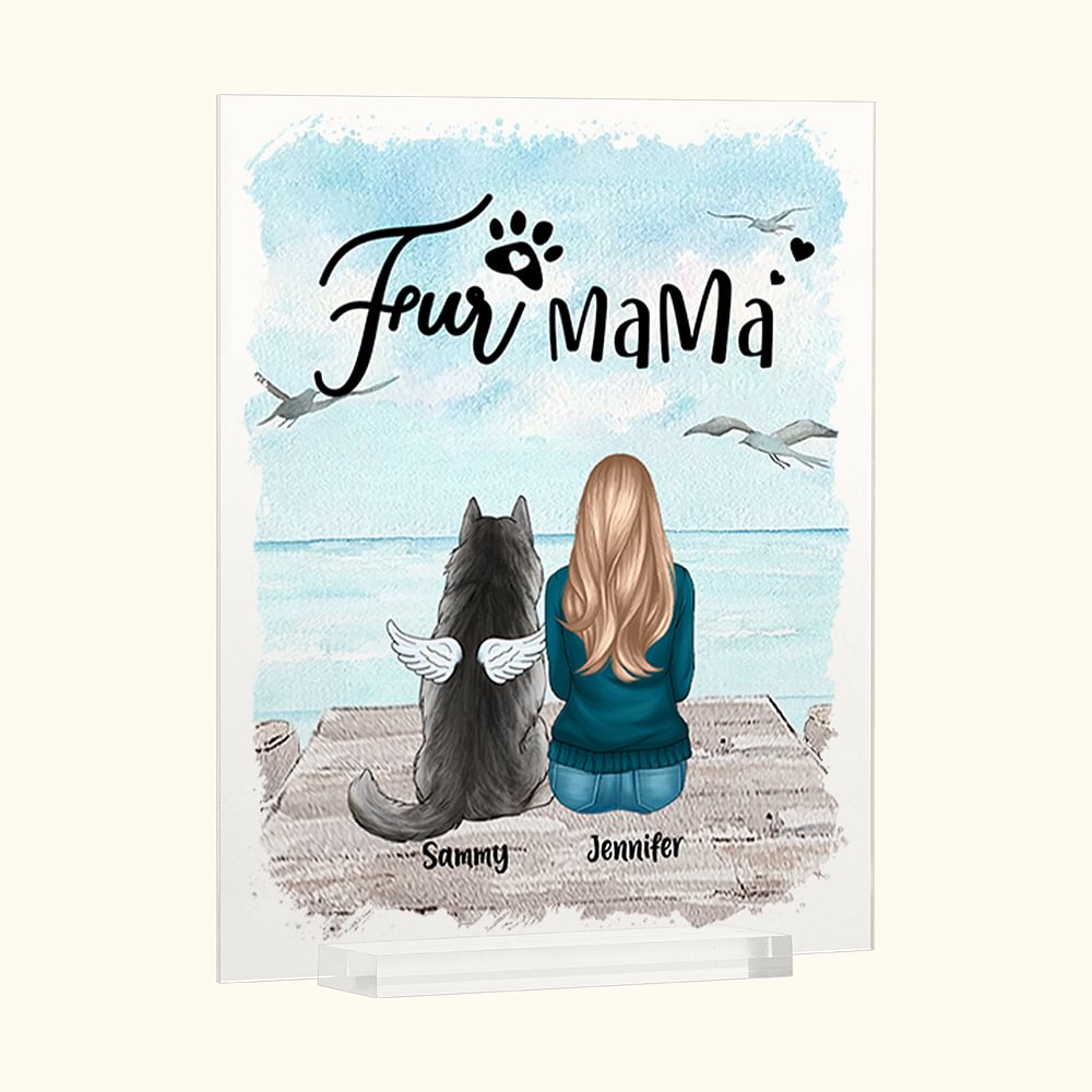 Plaque Acrylique Personnalisée Appréciant le Paysage de la Mer avec Mon Chien en Fourrure Décoration de Maison Anniversaire Noël Cadeau pour Propriéta