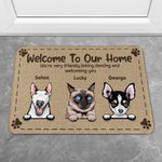 Personalized Welcome To Our Home Door Mat Christmas or Birthday Gift for Dog Lovers Cat Lovers Home Essentials