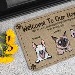 Personalized Welcome To Our Home Door Mat Christmas or Birthday Gift for Dog Lovers Cat Lovers Home Essentials