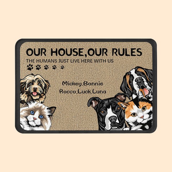 Tapis de porte personnalisé My House My Rules Pet Lover Home Essentials