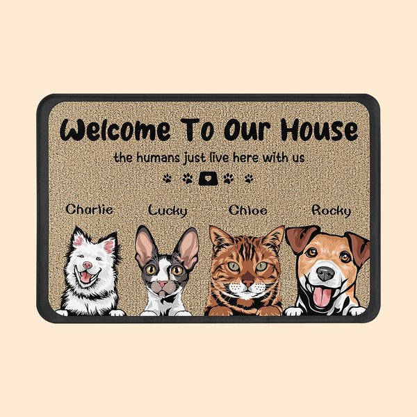 Felpudo personalizado Welcome To My House Regalo de Navidad o Cumpleaños para Amantes de los Perros Amantes de los Gatos Home Essentials