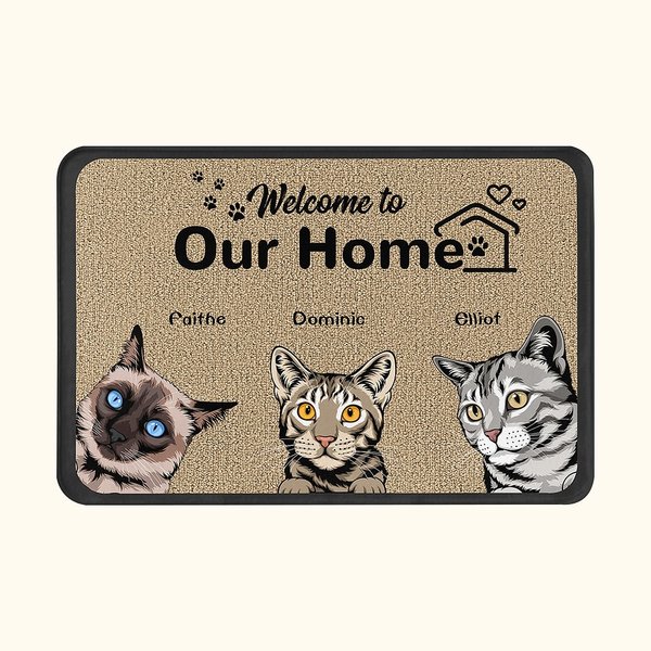 Tapis de porte personnalisé Welcome To My Home Cadeau de Noël ou d'anniversaire pour les amoureux des chiens et des chats Home Essentials