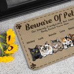 Personalized Beware Of Pets Door Mat Christmas Birthday Gift for Dog Lovers Cat Lovers