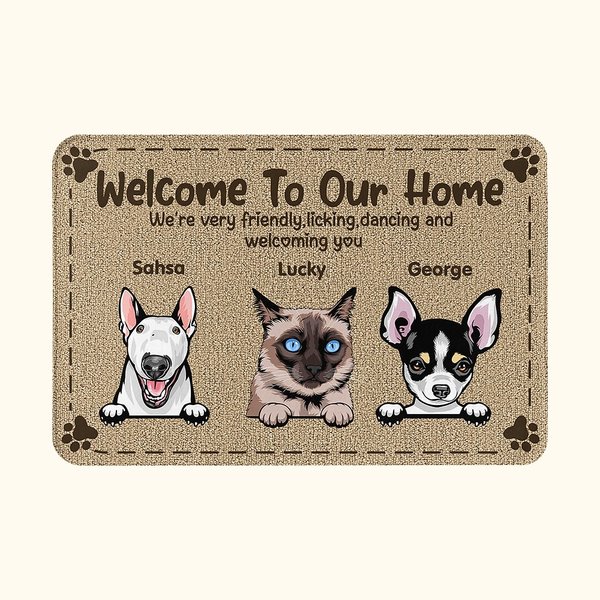 Gepersonaliseerde Welkom In Ons Huis Deurmat Kerstmis of Verjaardagscadeau voor hondenliefhebbers kattenliefhebbers Home Essentials