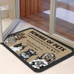 Personalized Beware Of Pet Door Mat Pet Lover Christmas or Birthday Gift for Dog Lovers Cat Lovers Home Essentials