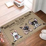 Personalized Welcome To Our Home Door Mat Christmas or Birthday Gift for Dog Lovers Cat Lovers Home Essentials