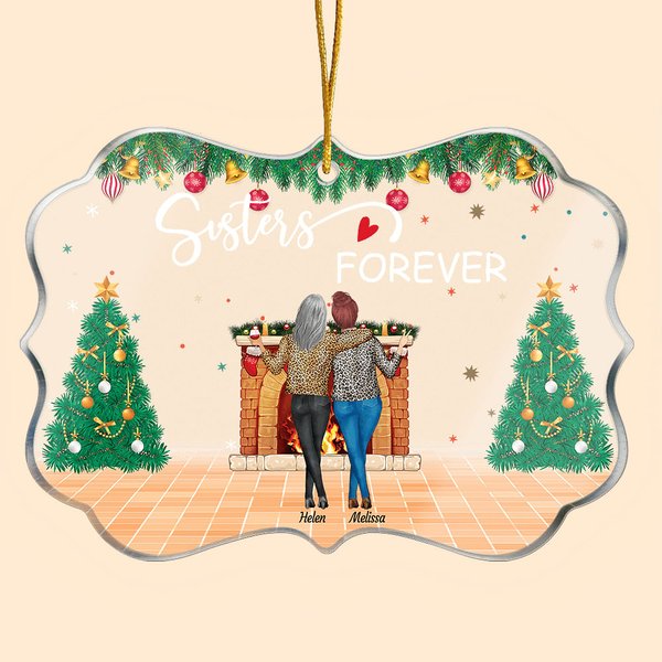 Gepersonaliseerd Zusters Voor Altijd Onregelmatige Vorm Acryl Ornament Kerstcadeau voor Vriendin Zus