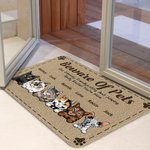Personalized Beware Of Pets Door Mat Christmas Birthday Gift for Dog Lovers Cat Lovers