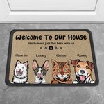 Henkilökohtainen Tervetuloa taloni ovimatto joulu tai syntymäpäivälahja koiran ystäville kissan ystäville Home Essentials