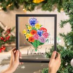 Marco personalizado de foto de cristal con ramo de flores de nacimiento familiar regalo de cumpleaños Navidad Día de la Madre para mamá y abuela