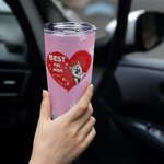 Henkilökohtainen Best Fur Mom Heart Pet Paw Print 20oz Tumbler Nimi Tumbler kannella Syntymäpäivälahja lemmikkieläinten ystävälle