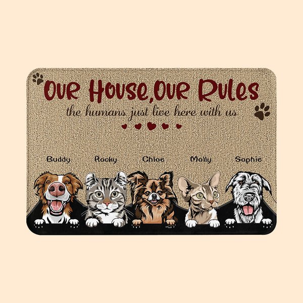 Gepersonaliseerde Ons Huis Onze Regels Deurmat Kerstcadeau Verjaardagscadeau voor dierenliefhebbers