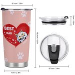 Henkilökohtainen paras isä sydän lemmikkieläinten tassutulostus 20oz Tumbler nimi Tumbler kannella Syntymäpäivälahja lemmikkieläinten ystävälle