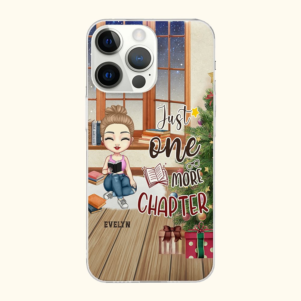 Etui de téléphone portable personnalisé Just One More Chapter avec nom Anniversaire Noël Cadeau de lecture pour sœur Amie Amoureux des livres