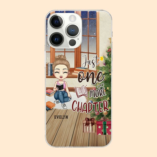Personalized Just One More Chapter Cell Phone Case with Name Birthday Christmas Reading Gift for Sister Friend Book Lover