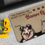 Tapis de porte personnalisé Beware Of Pets Cadeau de Noël Cadeau d'anniversaire pour les amoureux des animaux de compagnie