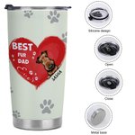 Henkilökohtainen Best Fur Dad Heart Pet Paw Print 20oz Tumbler Nimi Tumbler kannella Syntymäpäivälahja lemmikkieläinten ystävälle