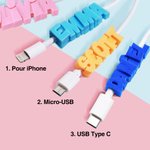 Câble USB avec Nom Personnalisé pour iPhone Micro USB Type C Cadeau de Noël Cadeau d'Anniversaire