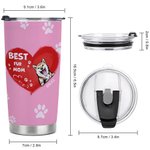 Henkilökohtainen Best Fur Mom Heart Pet Paw Print 20oz Tumbler Nimi Tumbler kannella Syntymäpäivälahja lemmikkieläinten ystävälle