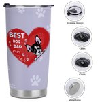 Gepersonaliseerde Beste Hond Vader Hart Huisdier Paw Print 20oz Tumbler Naam Tumbler met Deksel Verjaardagscadeau voor Pet Lover