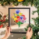 Marco personalizado de foto de cristal con ramo de flores de nacimiento familiar regalo de cumpleaños Navidad Día de la Madre para mamá y abuela