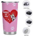 Henkilökohtainen Best Fur Mom Heart Pet Paw Print 20oz Tumbler Nimi Tumbler kannella Syntymäpäivälahja lemmikkieläinten ystävälle