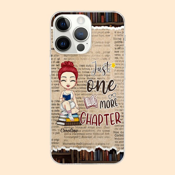 Personligt Just One More Chapter Mobilskal med namn Födelsedag Jul Läspresent till syster mamma vän bokälskare