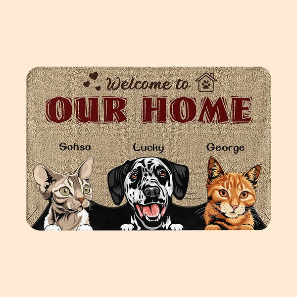 Felpudo personalizado Welcome To Our Home Regalo de Navidad Regalo de cumpleaños para los amantes de las mascotas