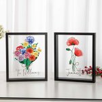 Marco personalizado de foto de cristal con ramo de flores de nacimiento familiar regalo de cumpleaños Navidad Día de la Madre para mamá y abuela