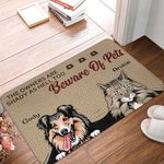 Tapis de porte personnalisé Beware Of Pets Cadeau de Noël Cadeau d'anniversaire pour les amoureux des animaux de compagnie