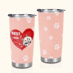 Henkilökohtainen paras isä sydän lemmikkieläinten tassutulostus 20oz Tumbler nimi Tumbler kannella Syntymäpäivälahja lemmikkieläinten ystävälle
