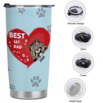 Henkilökohtainen paras kissa isä sydän lemmikkieläinten tassupainatus 20oz Tumbler nimi Tumbler kannella syntymäpäivälahja lemmikkieläinten ystävälle kuumille ja kylmille juomille