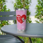 Henkilökohtainen Best Fur Mom Heart Pet Paw Print 20oz Tumbler Nimi Tumbler kannella Syntymäpäivälahja lemmikkieläinten ystävälle