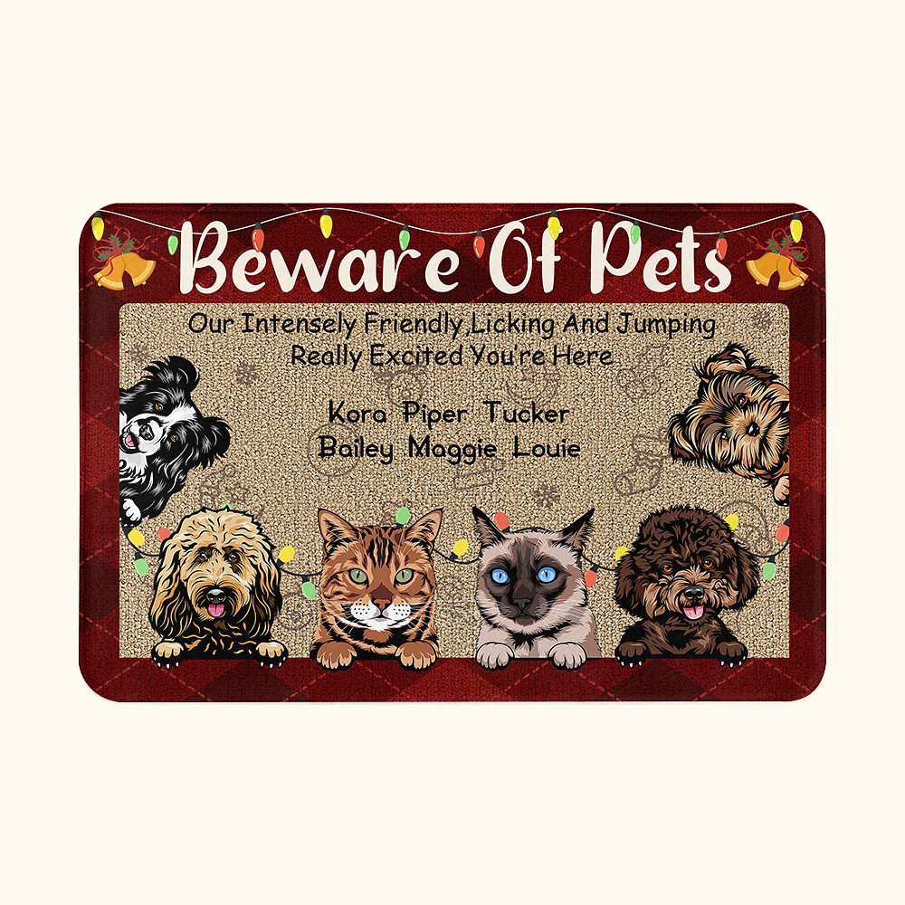 Tapis de porte personnalisé léchant et sautant vraiment excité par votre présence Cadeau d'anniversaire pour les amoureux des animaux de compagnie