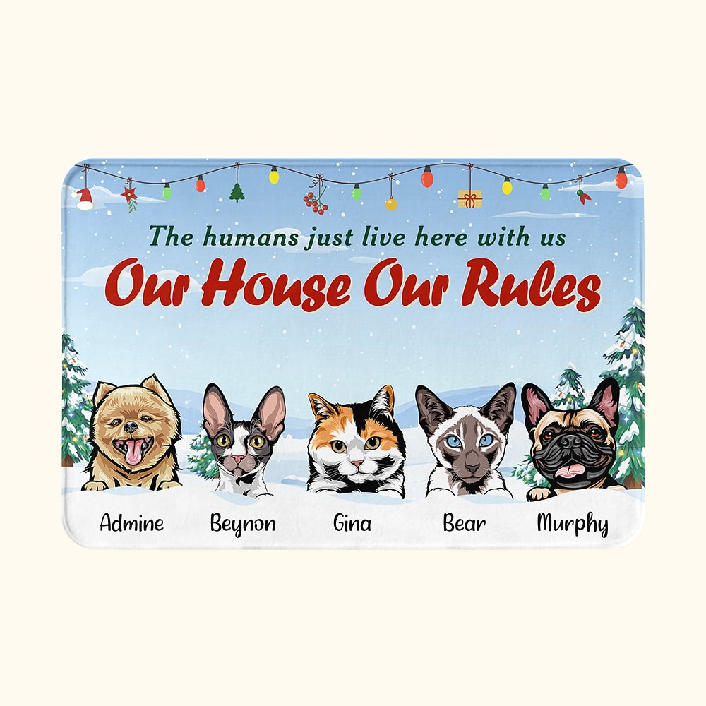 Tapis de porte personnalisé My House My Ruces Cadeau de Noël Cadeau d'anniversaire pour les amoureux des animaux de compagnie
