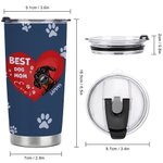Personalizzato Best Dog Mom Heart Pet Paw Print 20oz Tumbler Nome Tumbler con coperchio Regalo di compleanno per gli amanti degli animali domestici