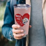 Henkilökohtainen paras isä sydän lemmikkieläinten tassutulostus 20oz Tumbler nimi Tumbler kannella Syntymäpäivälahja lemmikkieläinten ystävälle