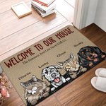 Henkilökohtainen Ihmiset vain asuvat täällä kanssamme Ovimatto joululahja syntymäpäivälahja lemmikkieläinten ystäville omistajille