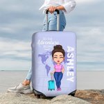 Personalized Just A Girl Boy Who Loves Traveling Luggage Protective Cover Fits 18-32 Inches Suitcase with Concealed Zipper Gift for Travel Lover