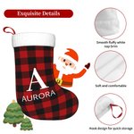 Personalized Red or Green Buffalo Plaid Christmas Stocking with Name and Initial Christmas Decor Christmas Gift for Friend or Family