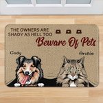 Tapis de porte personnalisé Beware Of Pets Cadeau de Noël Cadeau d'anniversaire pour les amoureux des animaux de compagnie