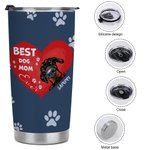 Personalizzato Best Dog Mom Heart Pet Paw Print 20oz Tumbler Nome Tumbler con coperchio Regalo di compleanno per gli amanti degli animali domestici