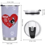 Gepersonaliseerde Beste Hond Vader Hart Huisdier Paw Print 20oz Tumbler Naam Tumbler met Deksel Verjaardagscadeau voor Pet Lover