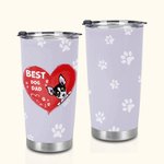 Gepersonaliseerde Beste Hond Vader Hart Huisdier Paw Print 20oz Tumbler Naam Tumbler met Deksel Verjaardagscadeau voor Pet Lover