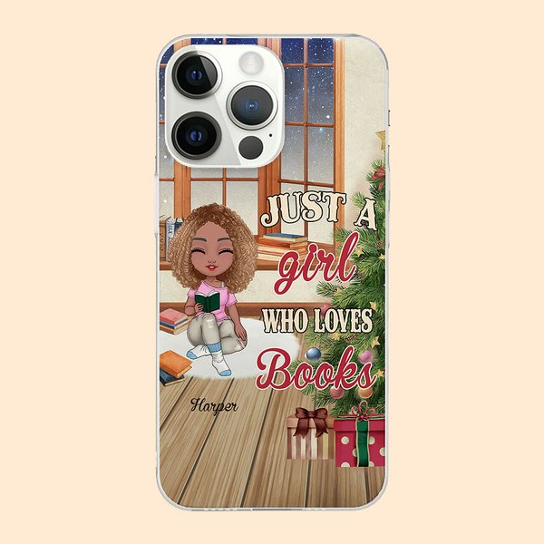 Personalizzato Just A Girl Who Loves Books Custodia per cellulare con nome Compleanno Regalo di lettura per amica amante dei libri